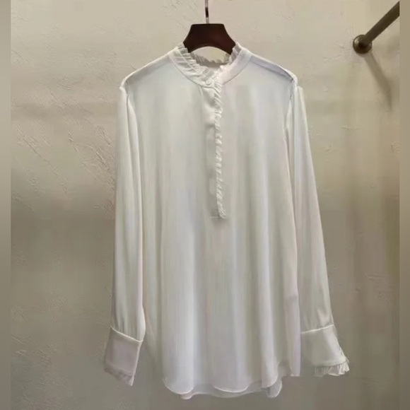 Theory Ivory Modern Silk Shirt - Picture 5 of 10